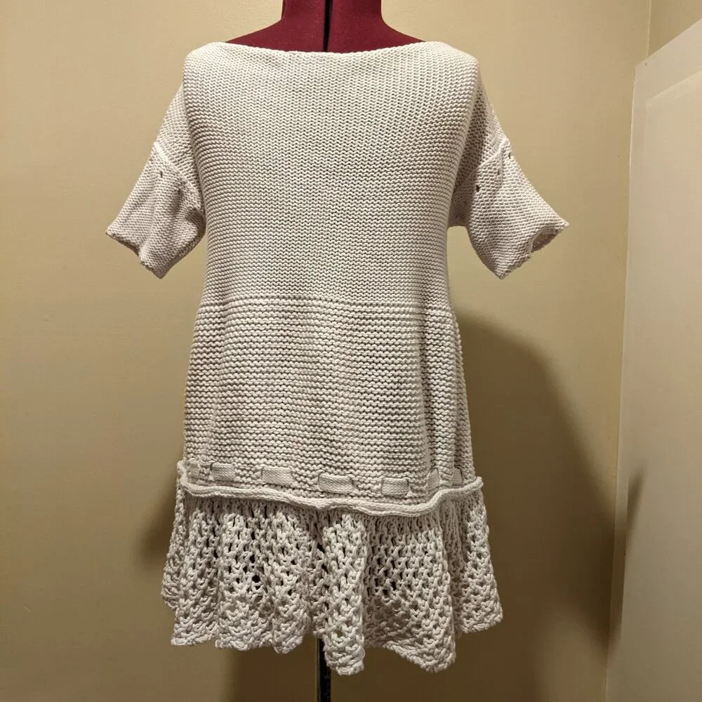 Stella McCartney Boho Knit Mini Dress tunic top – White – Size M/L Made in Italy - Picture 10 of 12
